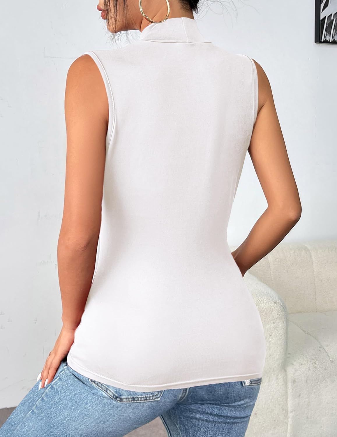 Zeagoo Womens Mock Turtleneck Tank Tops 2026 Slim Fitted Sleeveless Top Stretchy Basic Casual Layer Tee Shirts - Image 4