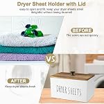 Welltop Support de feuille de sécheuse, Distributeur de feuille avec couvercle pour la buanderie Organisation de la salle de ferme Support de lave-linge pour le décor de blanchisserie, assouplisseur de tissu en bois Distributeur de linge
