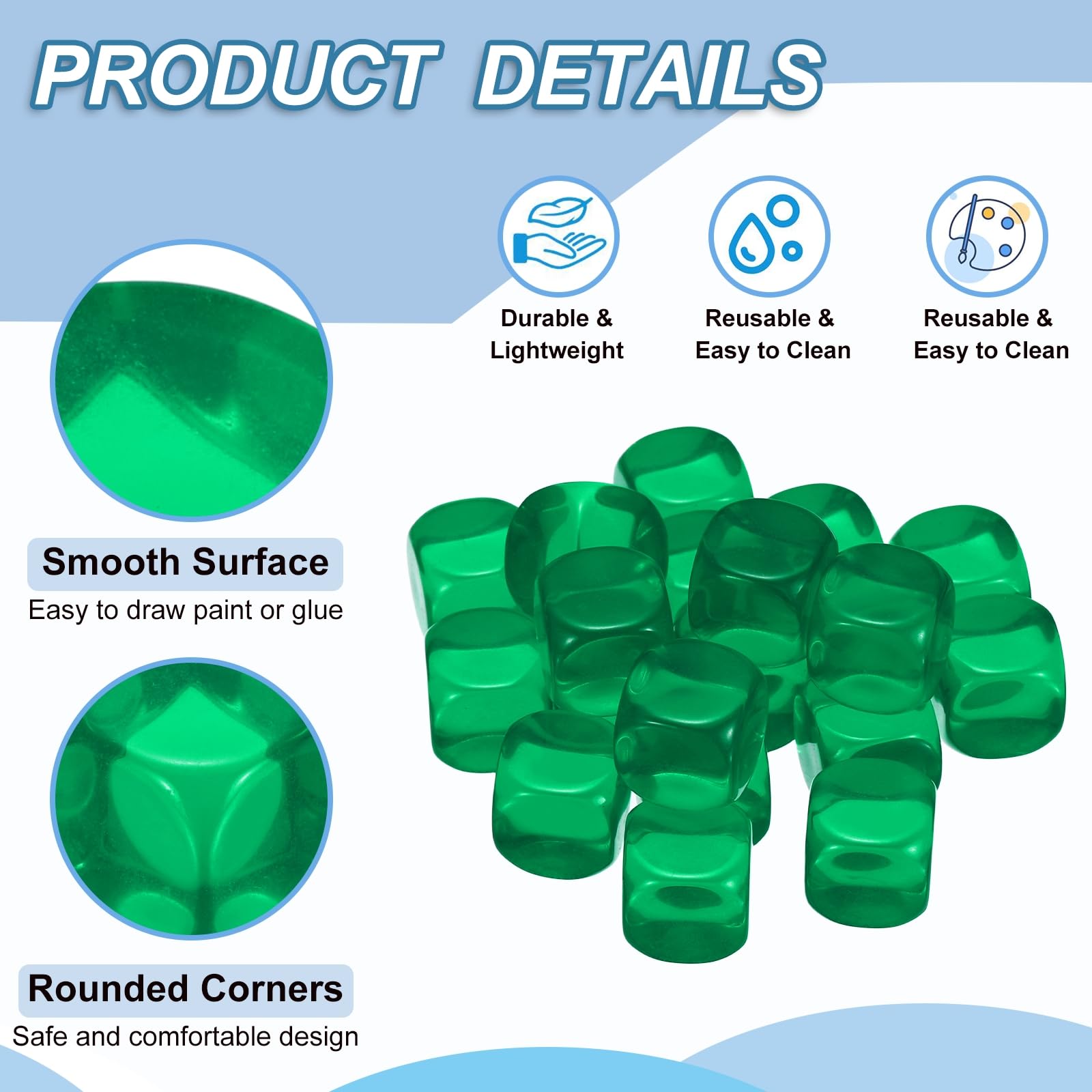 PATIKIL 16mm Clear Acrylic Dice Blank - Image 3