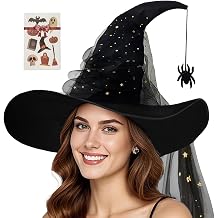 Halloween Witch Hat for Women - Witches Hat Women's Costume Accessory, Gothic and Vintage Style