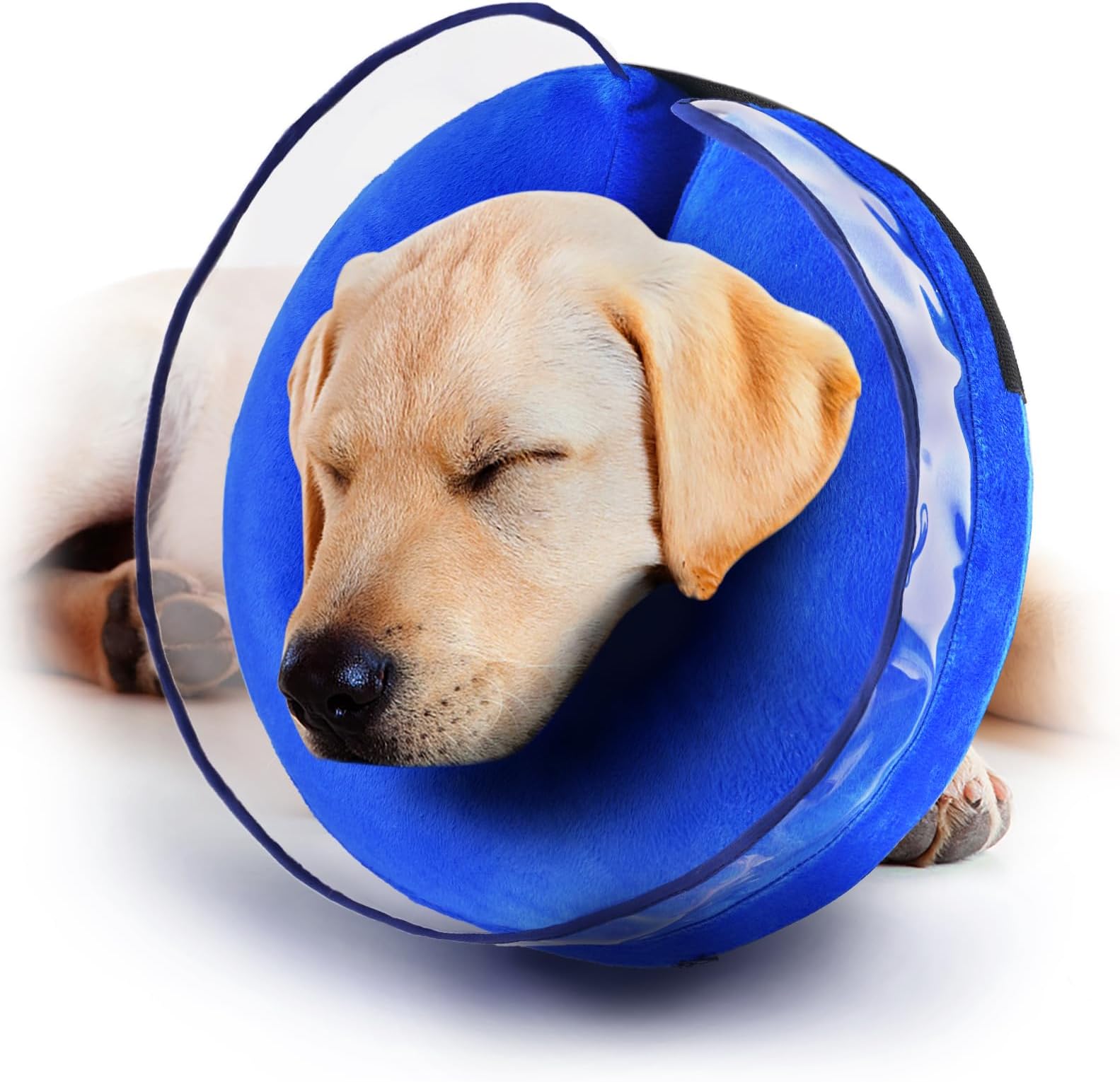Zeaxuie Soft Inflatable Dog Cone Collar for Dogs After Surgery with Enhanced Anti-Licking for Unrestricted in Daily Life, Pack of One, Blue (Size 6)