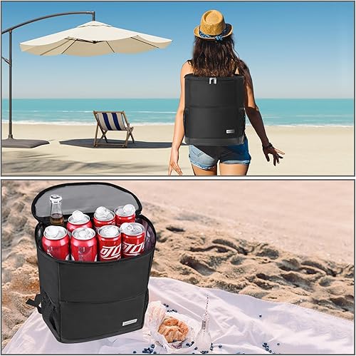 Vista 6 de Mochila Nevera Aislada para Exteriores - Mochila Nevera a Prueba de Fugas 30 Latas, Bolsa Nevera Impermeable Ligera para Retención de Calor/Frío