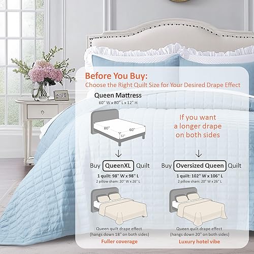 Vista 27 de KASENTEX - Juego de edredón lavable a máquina, cubrecama muy suave, ligero, lavado a la piedra, con costuras detalladas, matrimonial/queen con 2