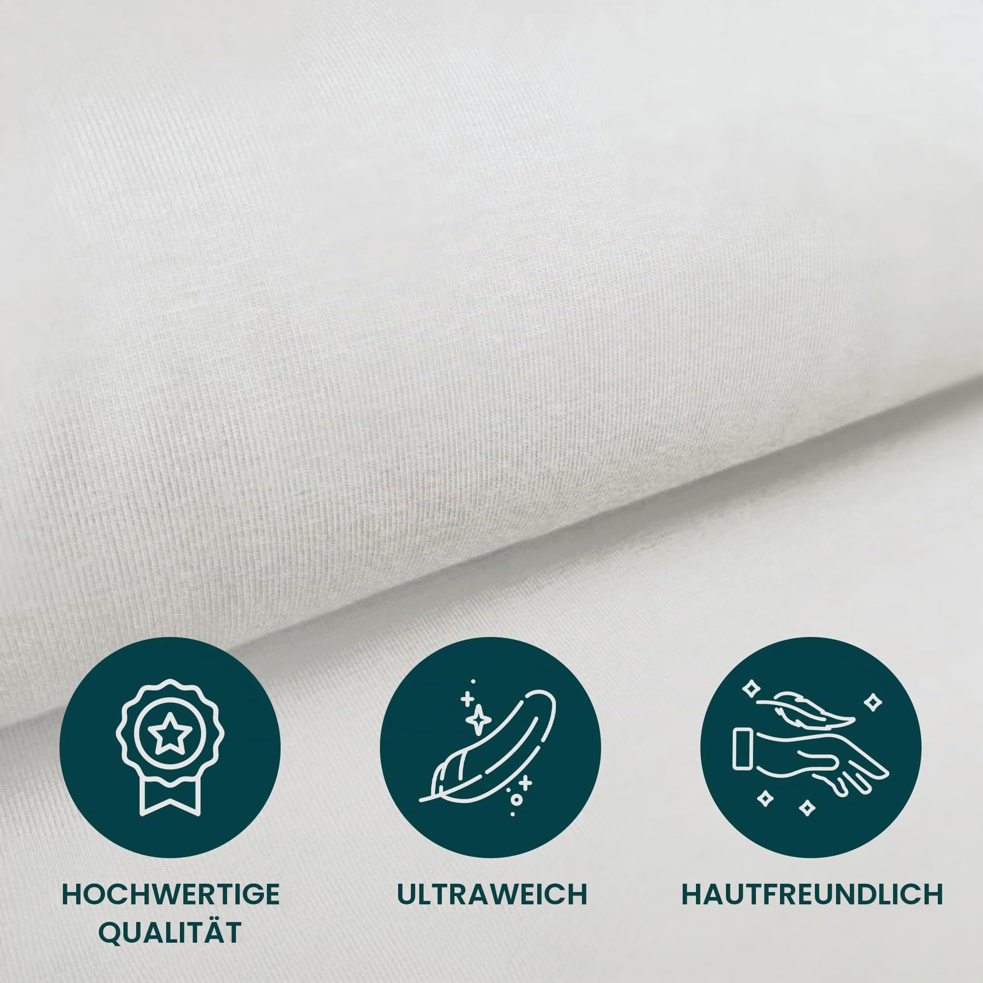 Molton Matratzenschoner mit Wasserschutz für Queensbett (150-160cm x 190-210cm) für Wohnmobil oder Wohnwagen - Queensbett Matratze -Oeko-TEX - Baumwolle, Weiß