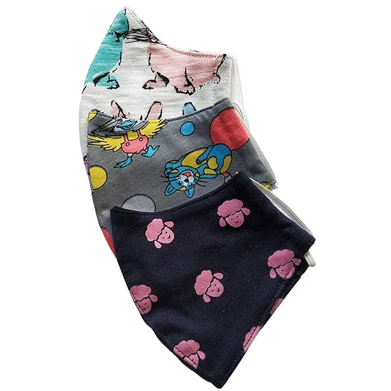 NITE FLITE Kids Reusable Cloth Printed 100% Cotton Masks Without Valve (Multicolour, 7-12 Years, Pack of 3)