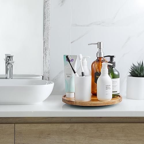 Miniatura 3 de Lazy Susan - Organizador giratorio de 9 pulgadas para gabinete, madera de acacia Lazy Susan para mesa, comedor, despensa, encimera, armario,