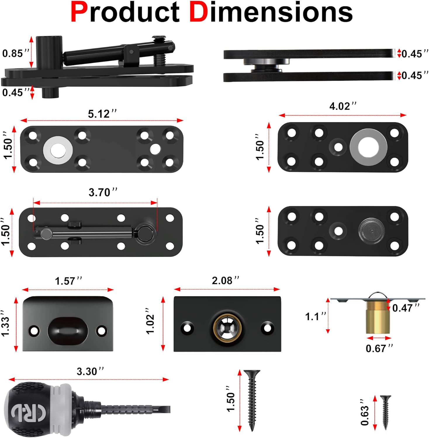 Hidden Door Hinge with Dual-Bearing Design for Silent Operation, 573 LB/260KG Heavy Duty Conceal Hinges, 360° Rotation Pivot Hinge for Secret Doors (1PC) – Patented Noise-Reduction Technology