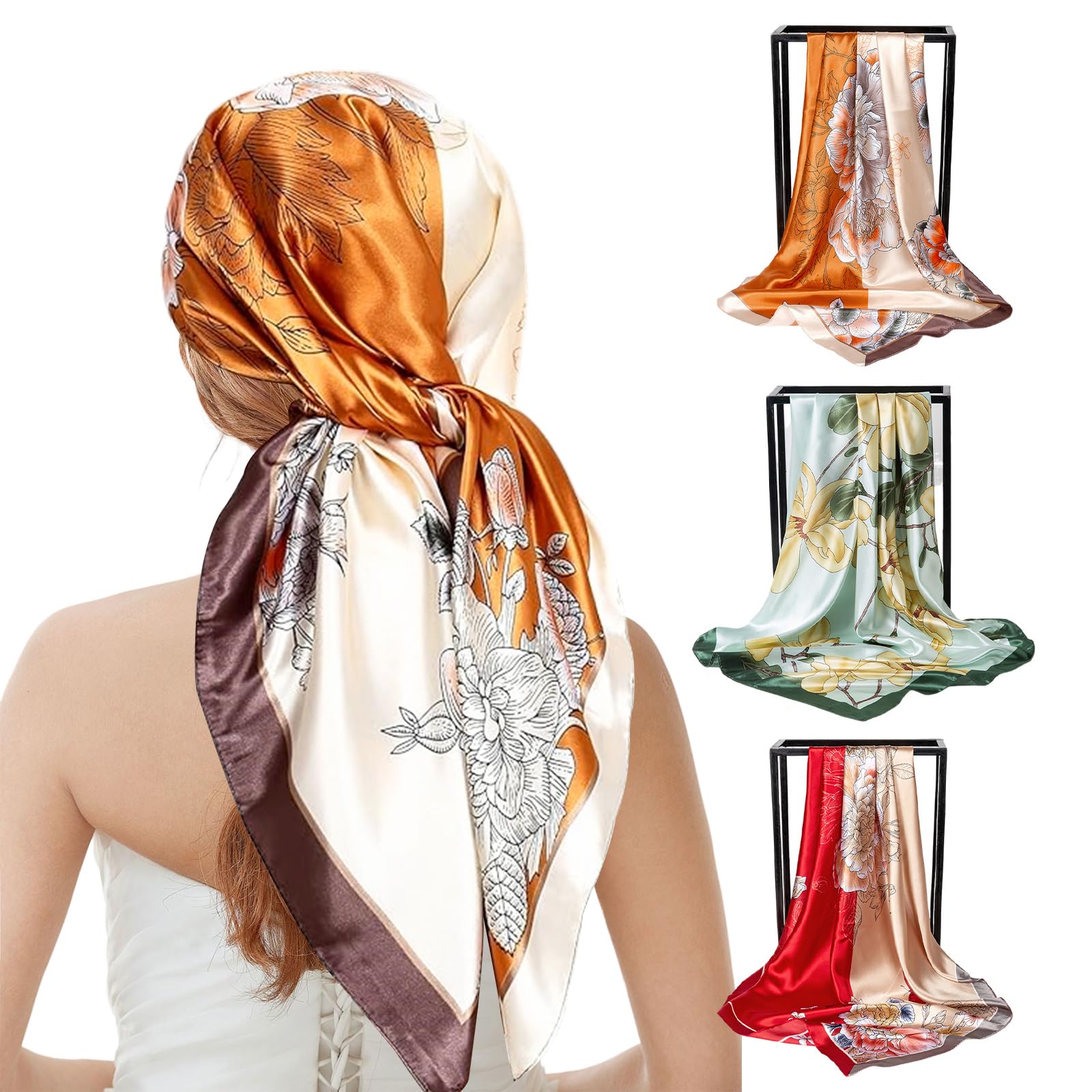 HSUYUN Kopftücher für Damen, 3 Stück Halstücher für Damen, 9