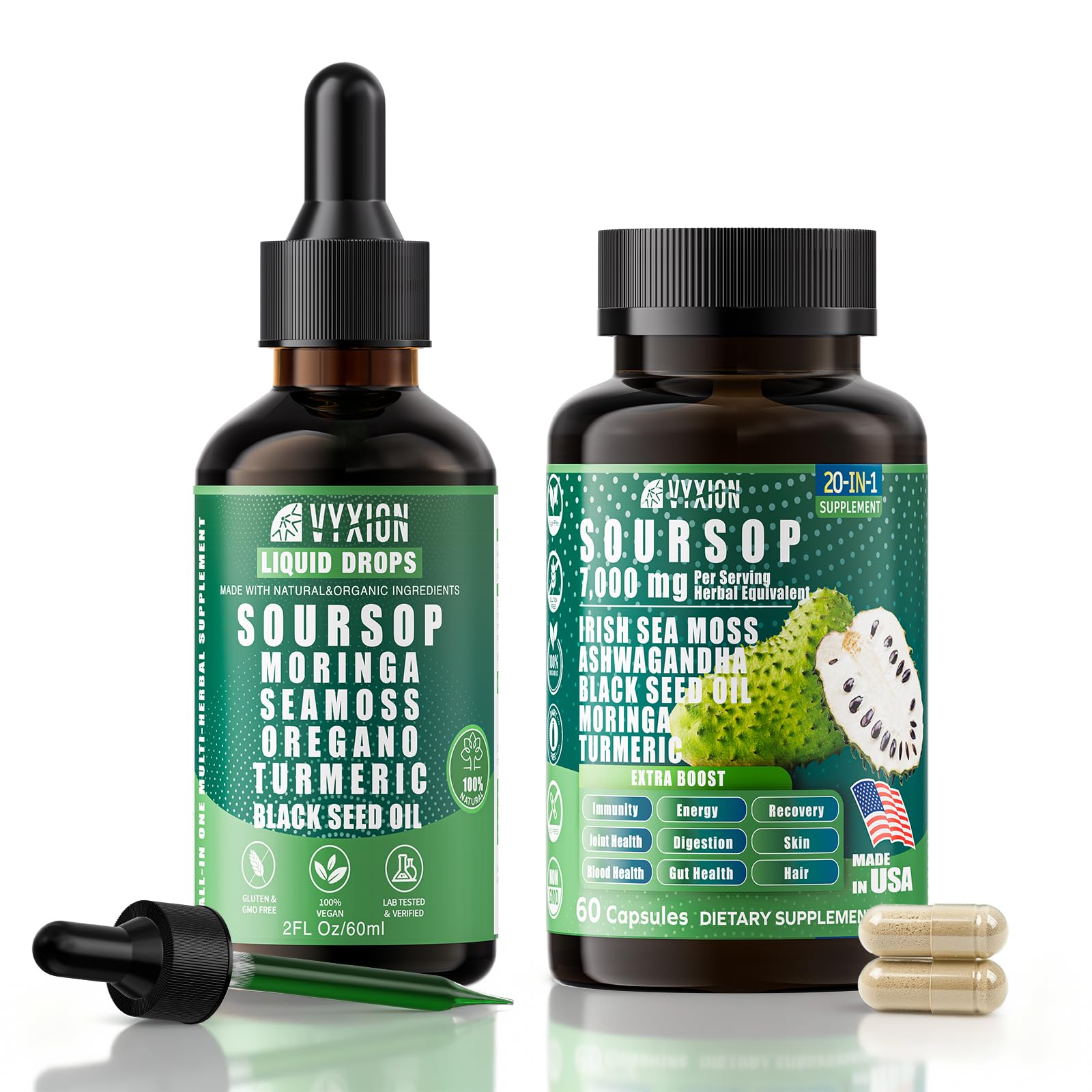 Amazon.com: Soursop Bitters Bundle Liquid & Capsule, Sea Moss