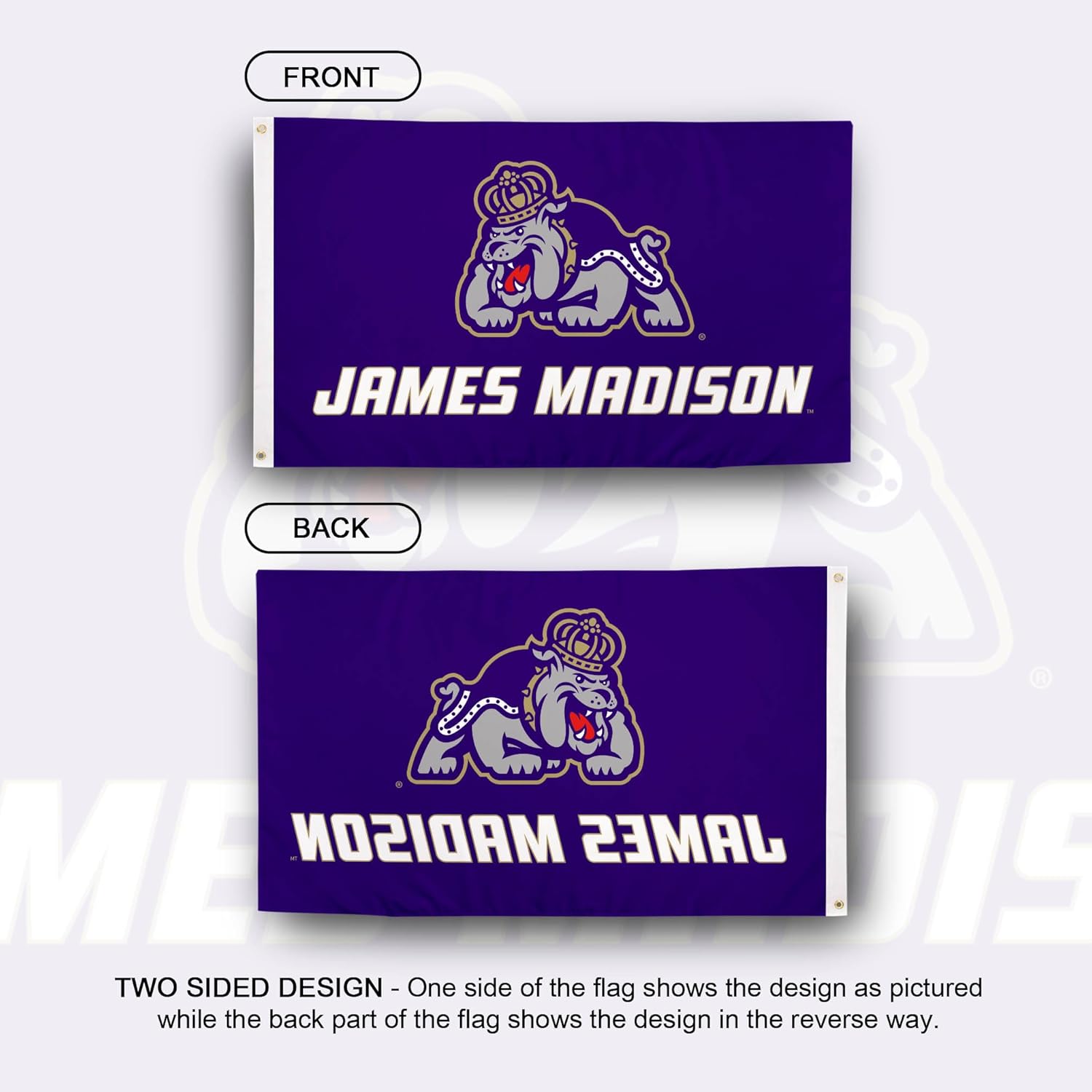 Desert Cactus James Madison University JMU Flag - 3 x 5 Feet Dukes Banner, Indoor/Outdoor Durable Fabric, 100% Polyester Design (Style 2)