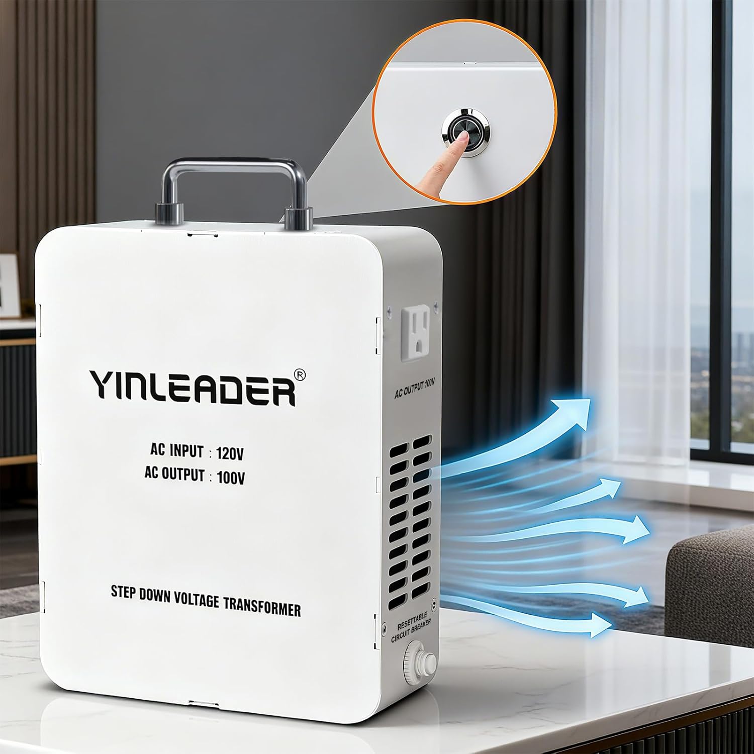 Yinleader 2000W Convert 120V to 100V Step Down Voltage Transformer Perfect for Japanese High-Power Devices in US(White)