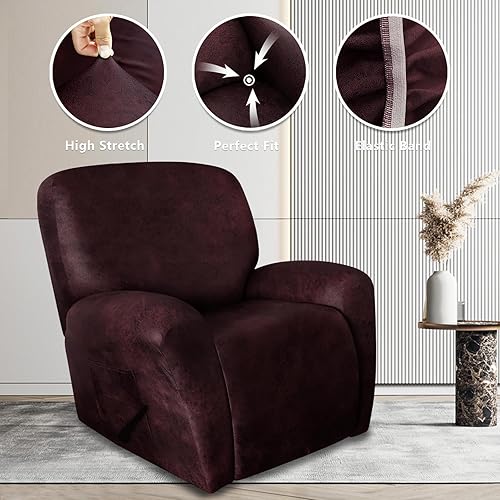 Miniatura 5 de Fundas para Sillas Reclinables Tipo Cuero Resistentes, 4 Piezas Funda Lazy Boy para Silla Reclinable, Funda de Cuero para Fundas de Silla Reclinable