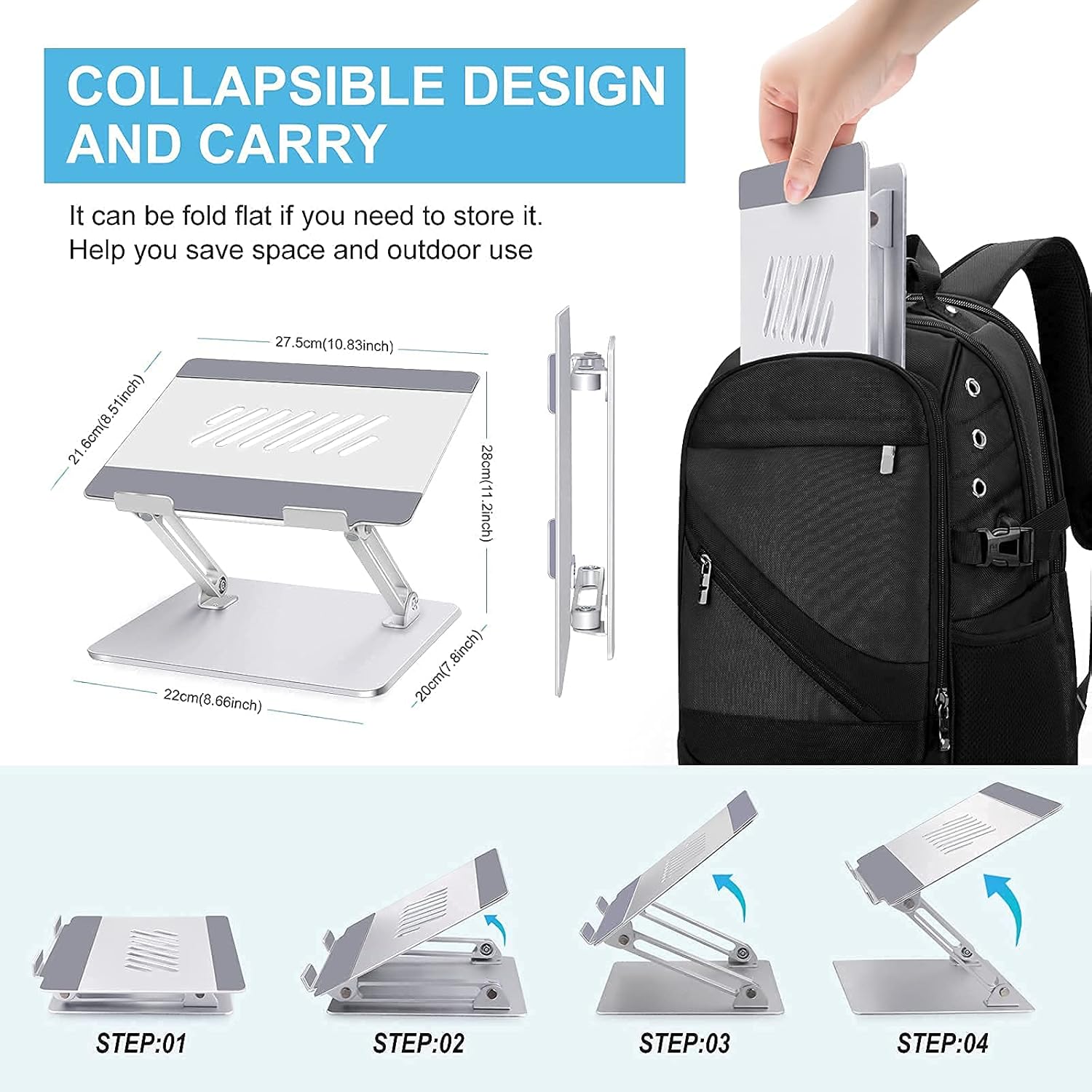 Amazon Crazy 🔥 Deals Aluminum Laptop Stand, Ergonomic Laptop Holder, Portable Computer Stand with Heat-Vent, Compatible with MacBook, Air, Pro, Hp, Dell, Sumsung All Laptop 10-17 - Silver Product Deal Aluminum Laptop Stand, Ergonomic Laptop Holder, Portable Computer Stand with Heat-Vent, Compatible with MacBook, Air, Pro, Hp, Dell, Sumsung All Laptop 10-17 - Silver