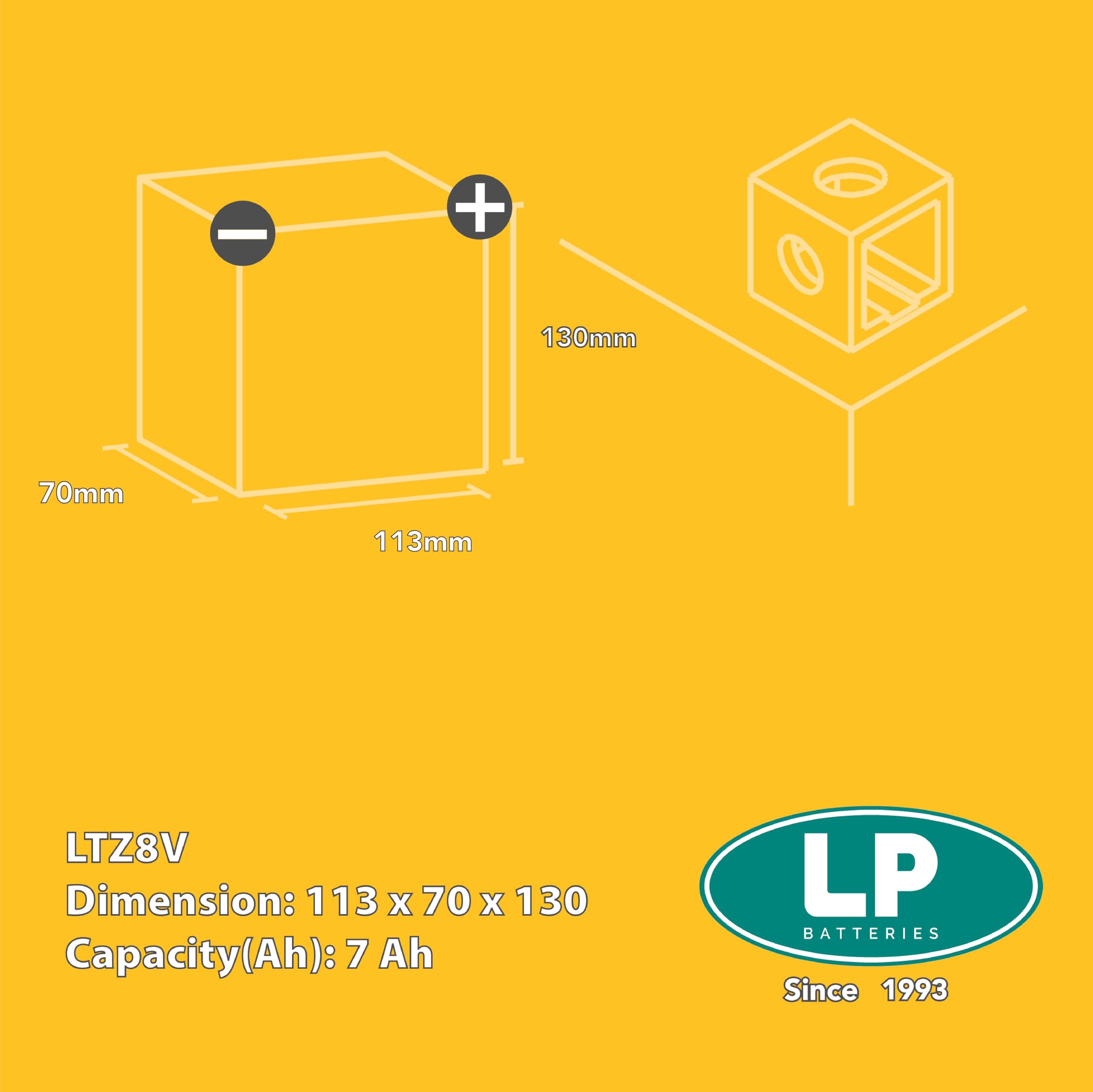 LANDPORT Batterie LTZ8V 12V 7Ah kompatibel für Honda CBF 500, CMX, CRF 250, Forza 125, PCX 125 150, SH Scoopy, Yamaha MT-03, X-Max 125 300