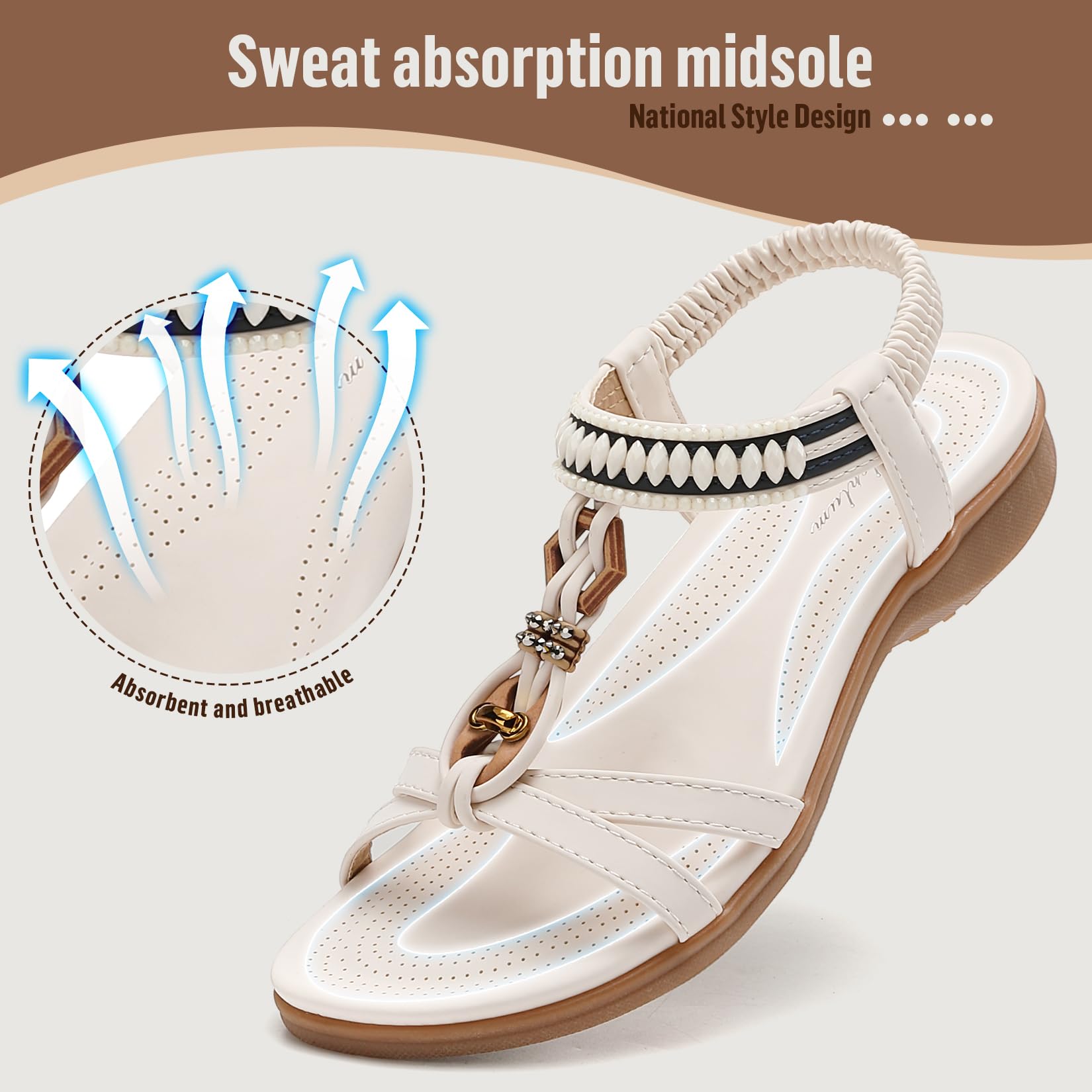 Littleplum Sandales Femme Mode Été Sandales Confortable Plates Strass Bout Ouvert Chaussures