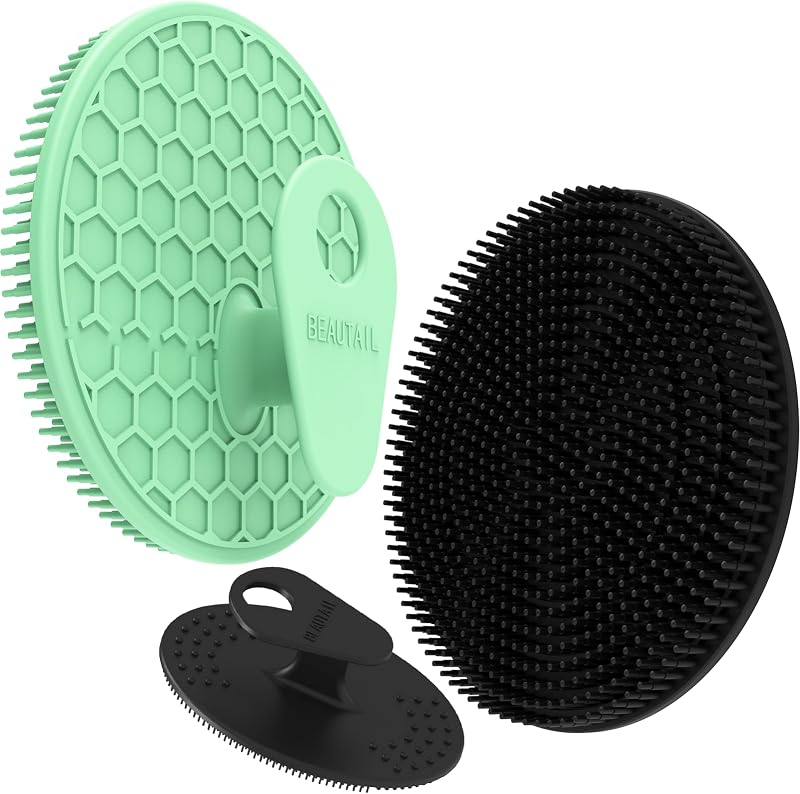 Conjunto BEAUTAIL com 2 escovas de silicone para corpo e 1 escova para rosto, BB07