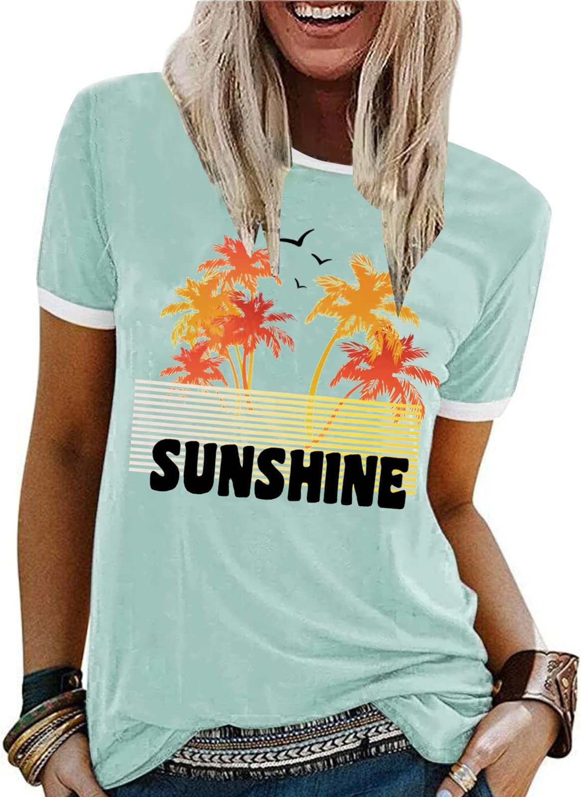 Bydezcon Summer Tops Graphic Tees for Women Cotton T Shirt Casual Loose Tees Tunic Tops