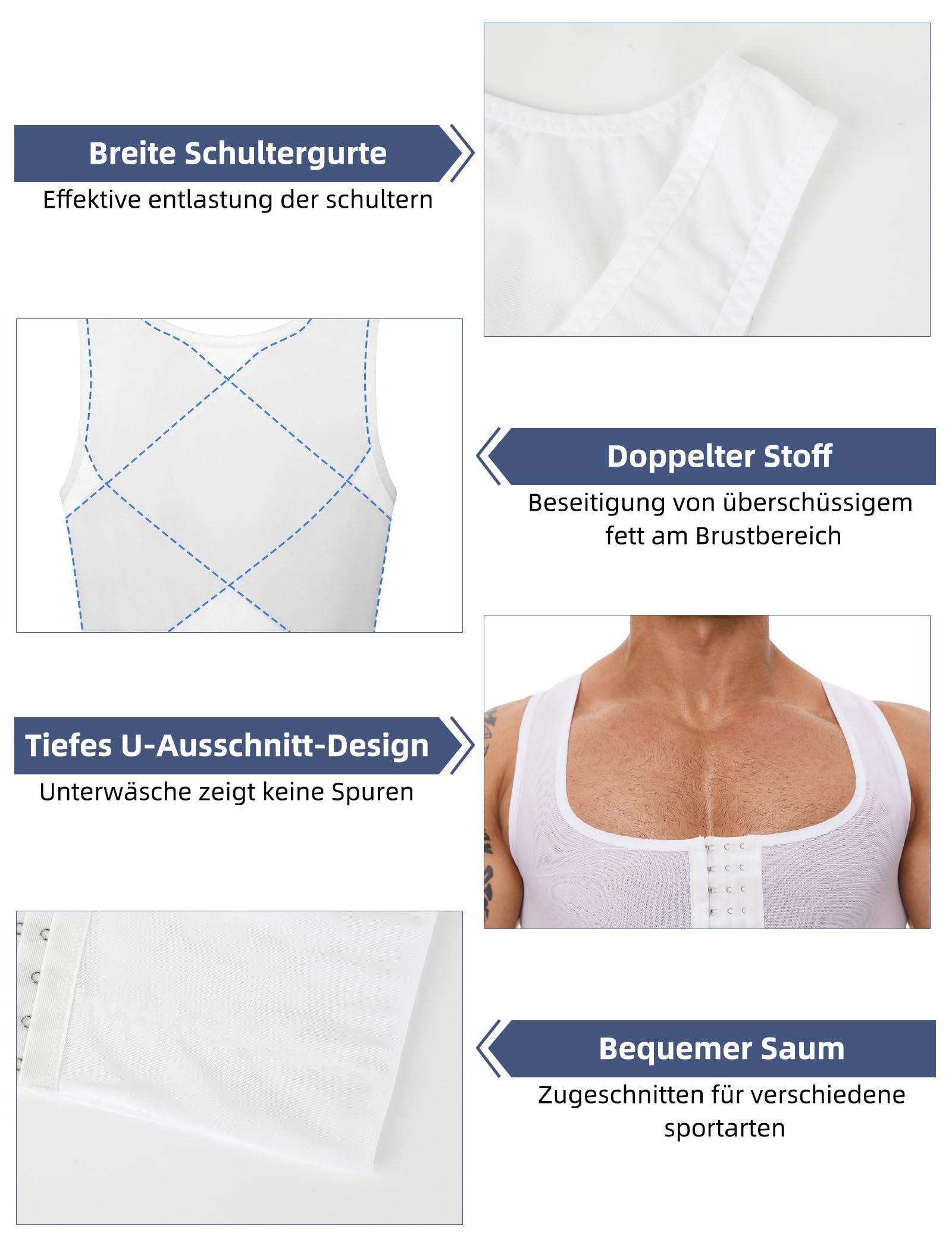 MISS MOLY Shapewear Herren Brust Binder Herren Ärmellos Binder Trans Tight Kompression Korsett Männer Elastische Bauchweg Unterhemd Figurformend Body Shaper Weste