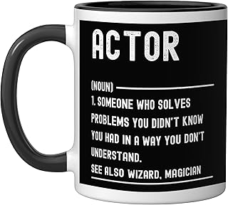 Actor Definition Shirts Funny Job Title Ceramic Mug, Black/White