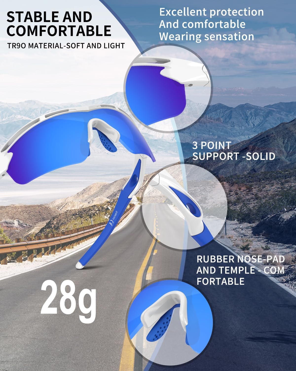 Rosemal Sports Sunglasses Polarized Cycling Sunglasses Running Driving Fishing Hiking for Men Women UV400 TAC TR90 - Image 2