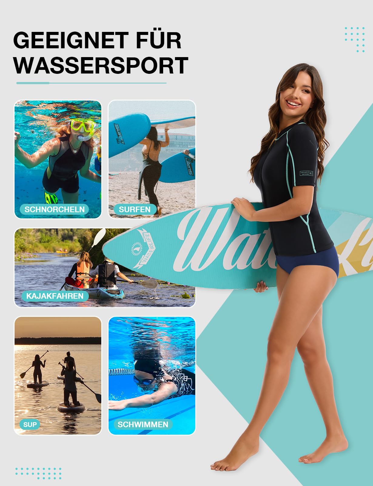 Lemorecn Chaqueta de neopreno de manga corta para mujer, de 2 mm, muy
