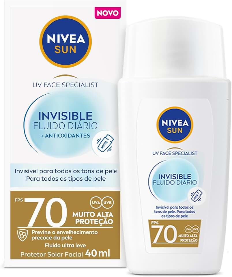 NIVEA SUN Protetor Solar Facial Fluido UV Face Specialist Invisible FPS 70 40ml, Muito Alta Proteção UVA/UVB, Invisível em Todos os Tons, Textura Ultraleve, Cuidado Diário