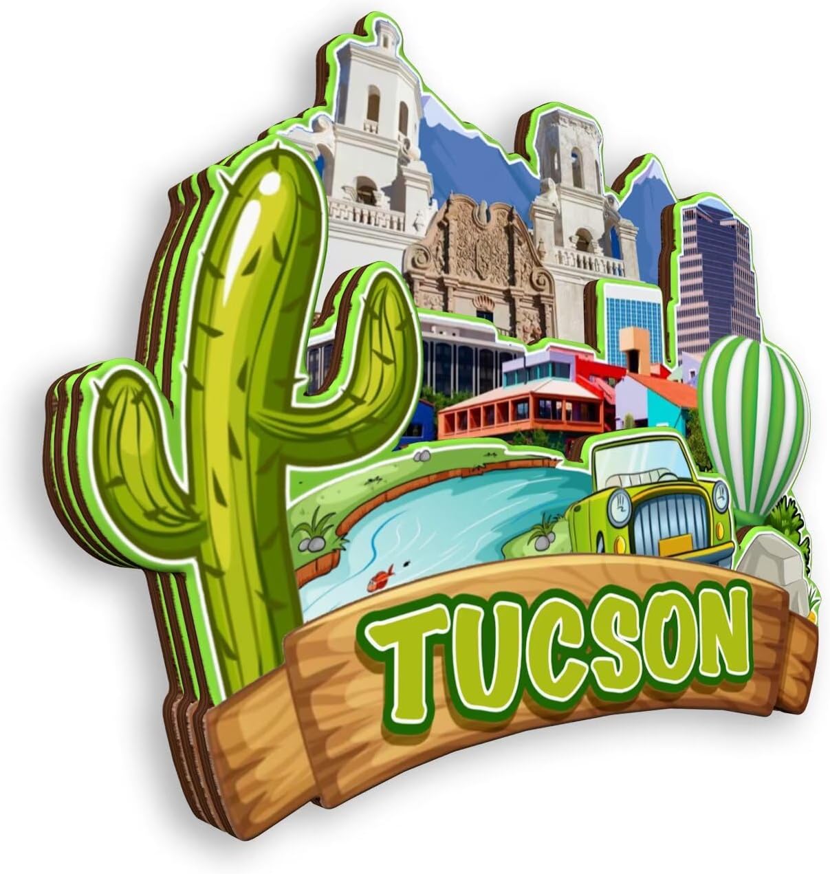 Refrigerator Magnet for Tucson Arizona USA City Travel Souvenir 3D Handmade Wooden Home Decoration Landmark Decorative Fridge Sticker Tourist Collection Gift 303 image 2