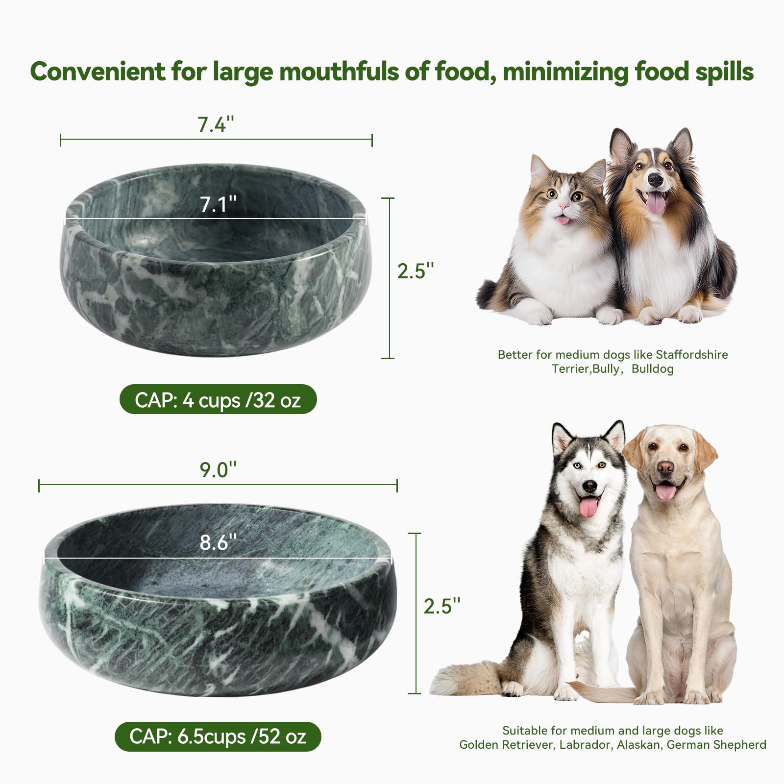 Amazon.com: Karibiber Green Marble Dog Bowl, 6lbs Non-Slip,Non