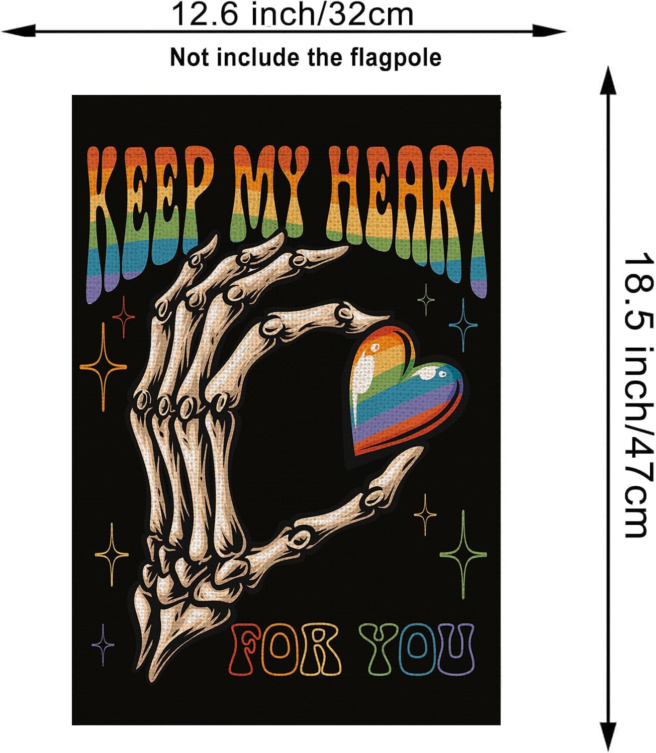 Rainbow Garden Flag Keep Heart Vertical Double Sided Happy Pride Flag LGBT Lesbian Gay Transgender Pansexual Flag Farmhouse Yard Outdoor Lawn Decoration 12.5 x 18 Inch