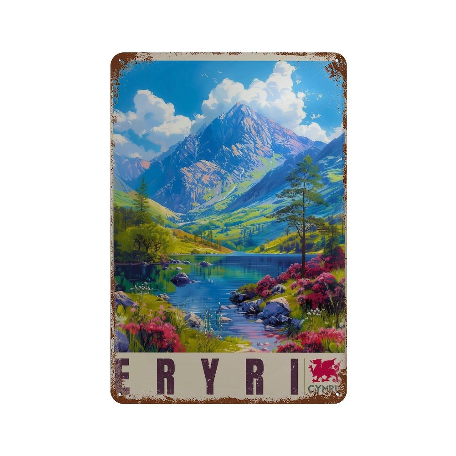 xiaoxiaoshen Snowdonia National Park Travel Wales in Welsh Wall Decor Art Metal Tin Poster Modern Home Decor Art Home Bar Shop Decorations Vintage Sign 30x20cm