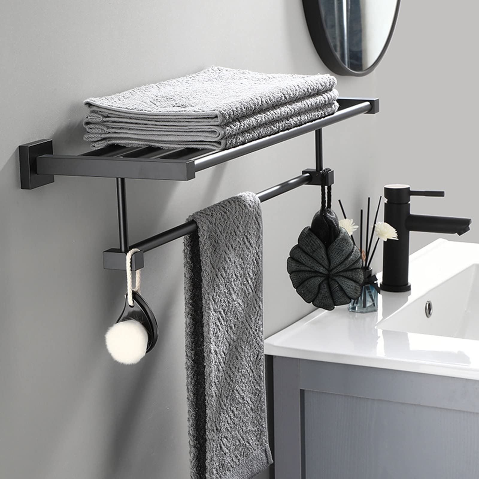 LYGXWJFC Toallero Soporte para Toallas de baño Accesorios de baño Soporte para Toallas de baño de Aluminio Cuadrado para baño/Soporte para Toallas de Cocina Perforación e instalación montada en la