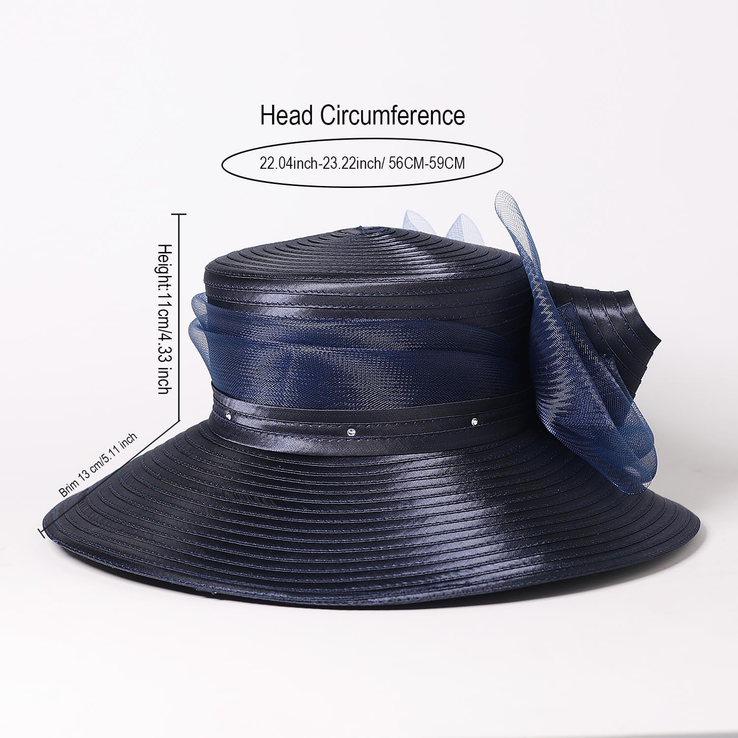 Wedding Bridal Church Party Derby Hats for Women Bow Formal Bowler Hat Wide Brim Fascinator Flat Top Fedora Hats - Image 7