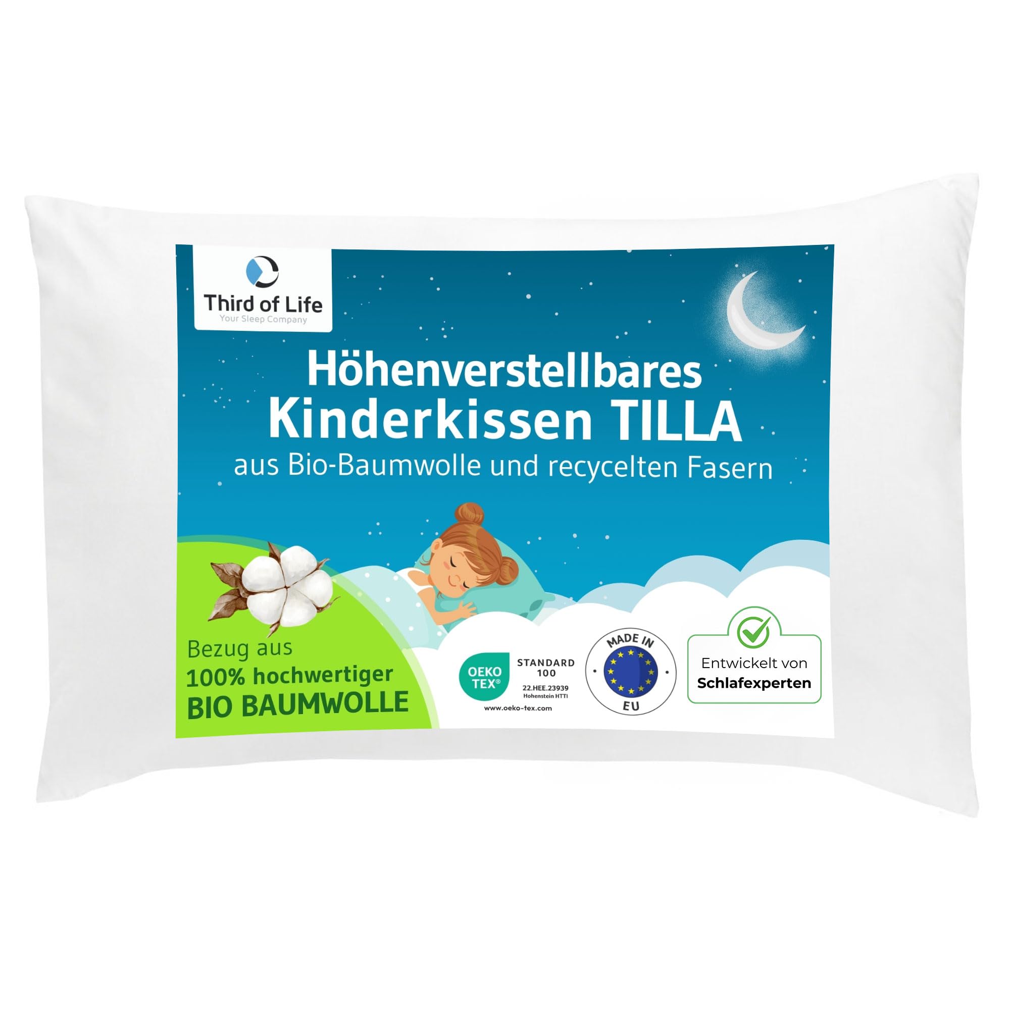 Third of Life Kinderkopfkissen TILLA 40×60 – TILLA Kinderkopfkissen