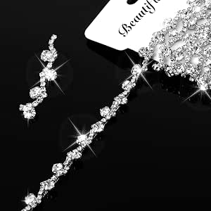 2Yard Crystal Rhinestone Trim Chain Applique Sewing Dress Embellishment DIY Chic 2Yard Crystal Rhinestone Trim Chain Applique Sewing Dress Embellishment DIY Chic