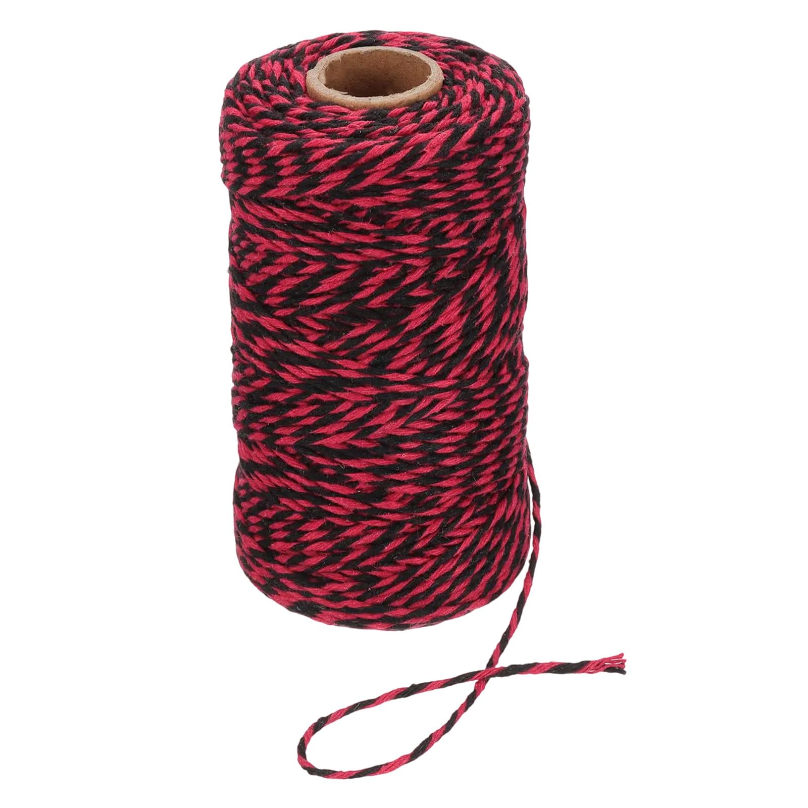 PATIKIL 100m Butcher String Twine, 2mm Cotton Bakers Decorative Twine String Rope Cord for Gift Wrapping Arts Crafts Party Kitchen Gardening, Red Black
