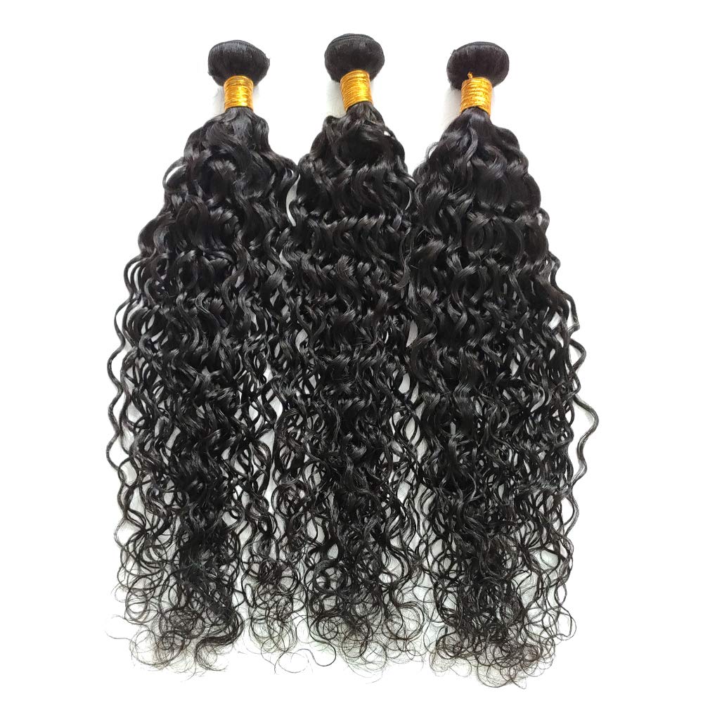 Hair Bundles Water Wave Weaves 3pcs/lot 16 18 20 Inch Soft Brazillian Virgin Human Hair Companies 1B Black