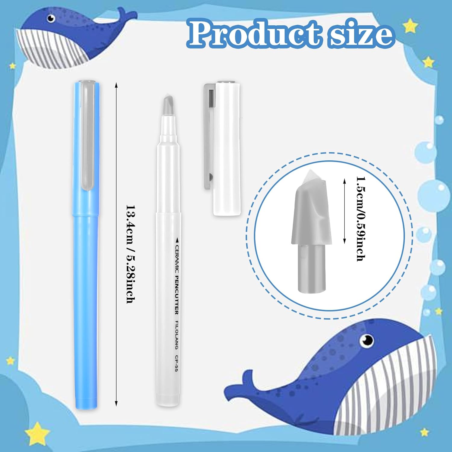 2 Pcs Hobby Knife DIY Diamond Paintings Parchment Paper Cutter Precision Craft Ceramic Blade Knife Pen for Cutting Paper Art with Replaceable(Blue, White)