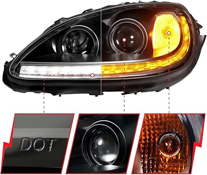 ANZO 05-13 Chevrolet Corvette Projector Headlights w/Switchback & Sequential LED - Black Amber