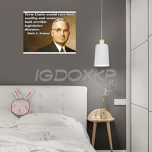 Miniatura 7 de OUDINI Póster de 33 edición del presidente de Estados Unidos, Harry S. Truman, con citas de retrato (4) póster en lienzo para decoración de pared,