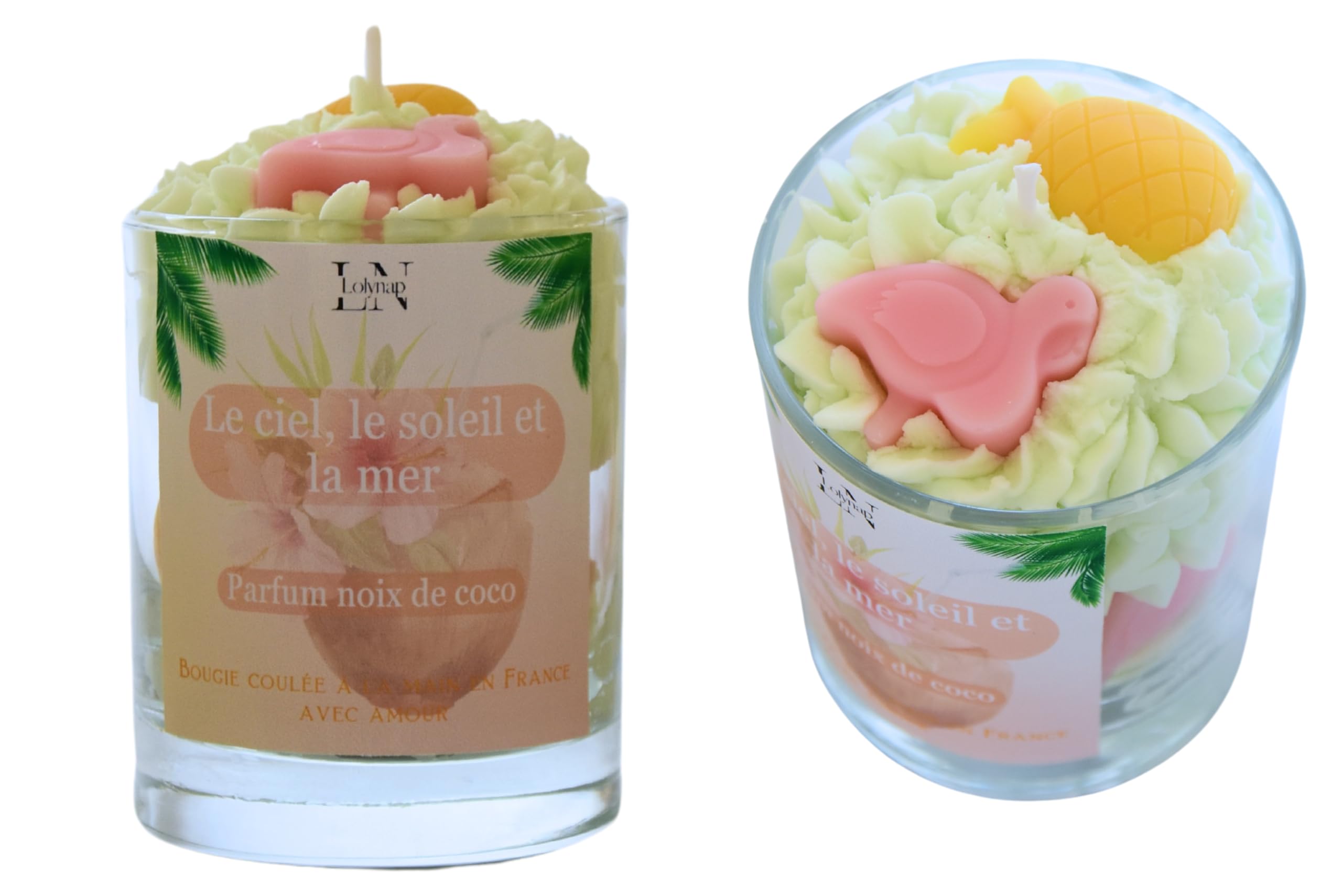 Candela Artigianale Profumata alla Noce di Cocco Fatta a Mano in Francia Idea Regalo Originale 230g