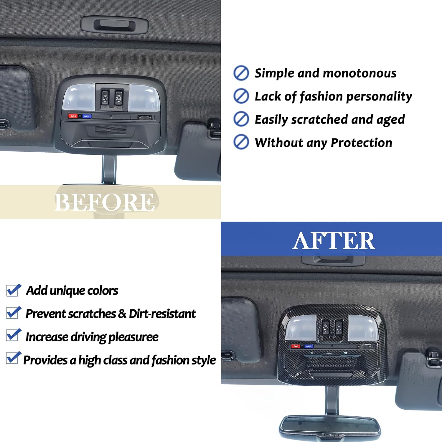 Daeiclru Car Top Reading Light Cover Compatible with Subaru WRX 2022 2023, ABS Roof Reading Light Lamp Trim Cover Interior Decorative Accessories (Carbon Fiber Pattern)
