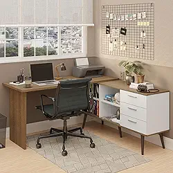 Escrivaninha Mesa de Escritório de Canto 3 Gavetas Lisboa Madesa