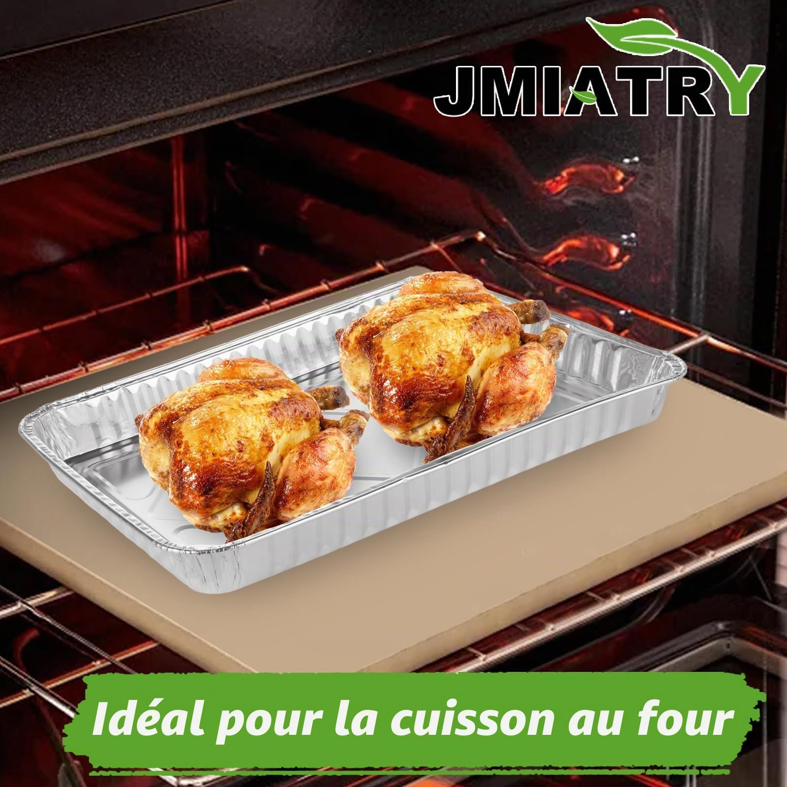 JMIATRY Lot de 25 grands plateaux jetables en aluminium - 41 x 26 x 2,5 cm - Argentés - Rectangulaires - 1500 ml - Pour pâtisserie, rôtir, barbecue et cuisine