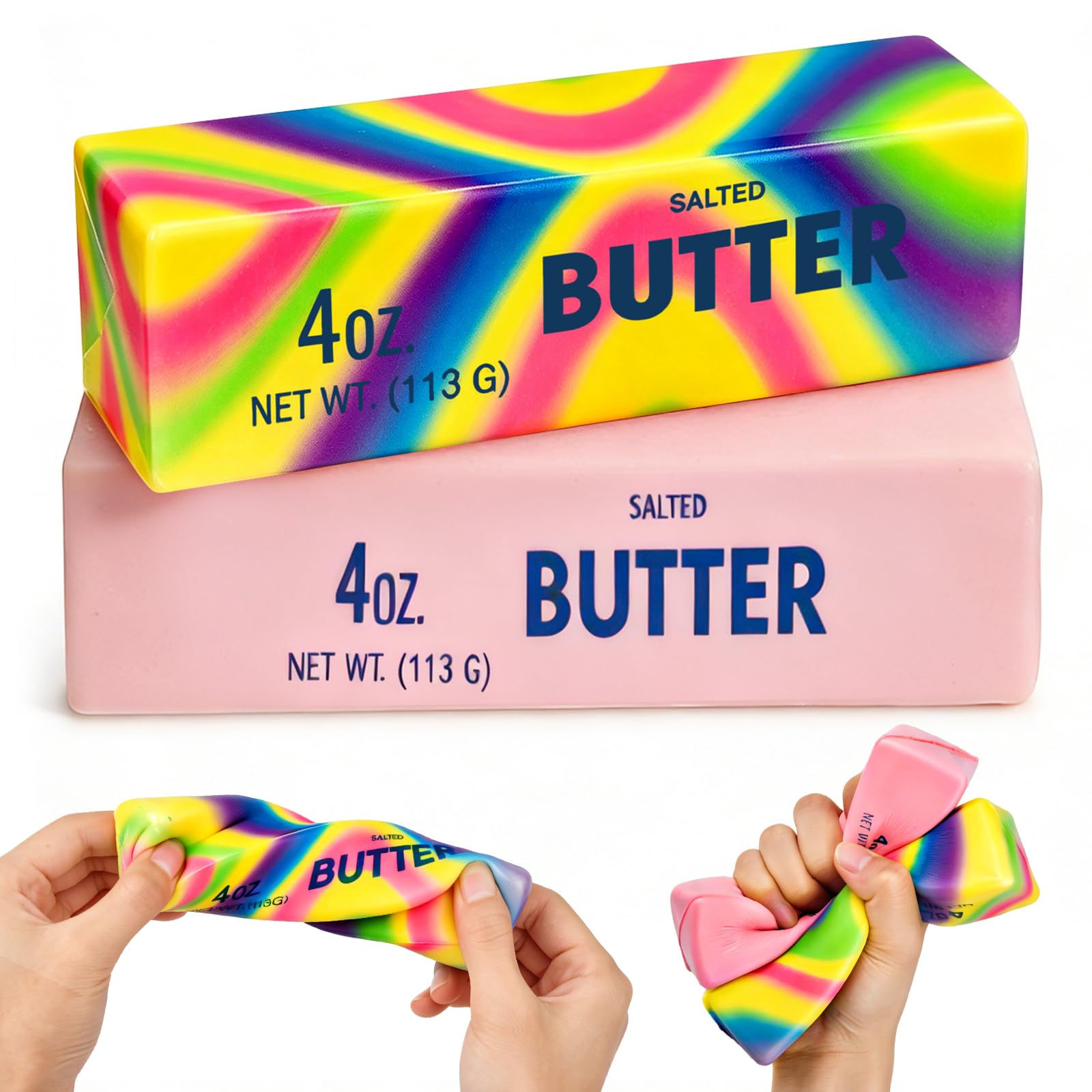 2 Pack Butter Squishy,Realistic Pink Butter Squishy Foam Stick,Soft Slow Rising Stress Relief Fidget Toys,Cute Novelty Squeeze Toys for Adults,Office Desk Home Gift â image 1