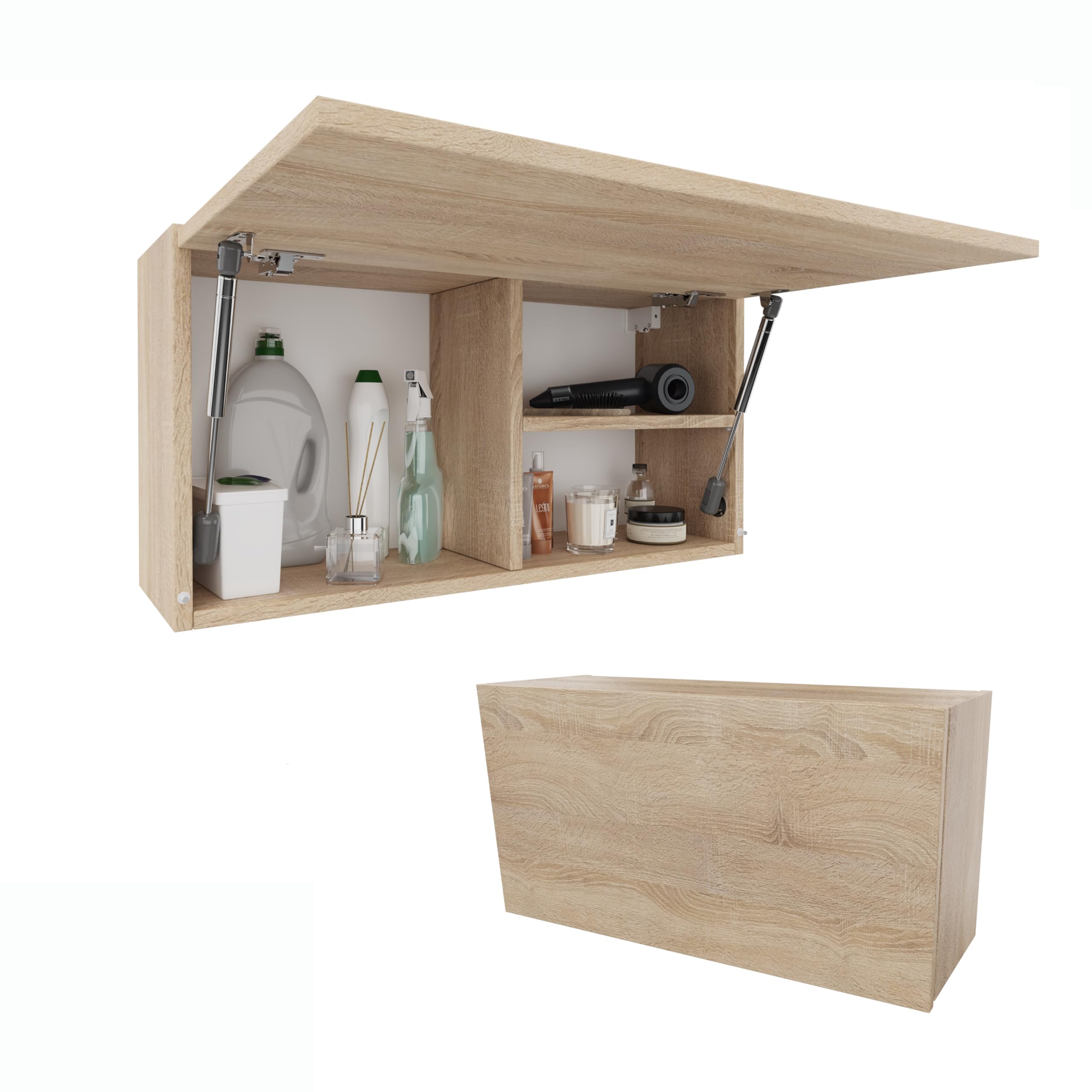 Bathroom Cabinet 60/80/120 Wide Bathroom Furniture Bathroom Folding Wall Cabinet High Gloss Matt White (Sonoma Oak, 80 x 40 x 25)
