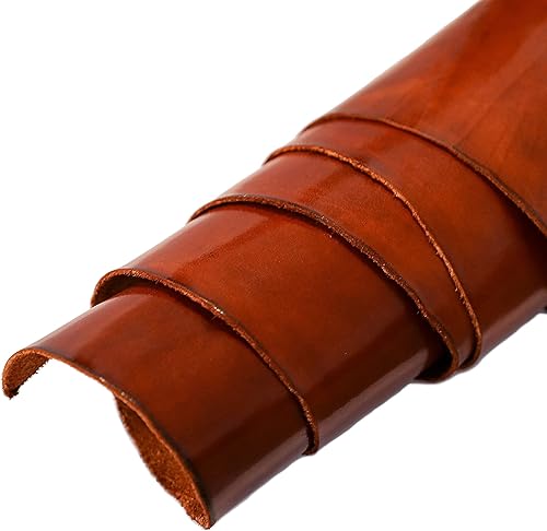 Hoja de cuero curtido vegetal de grano completo cuadrado de 0.047-0.063 in (3-4oz) de grosor para manualidades de cuero (6 x 12 pulgadas, coñac)