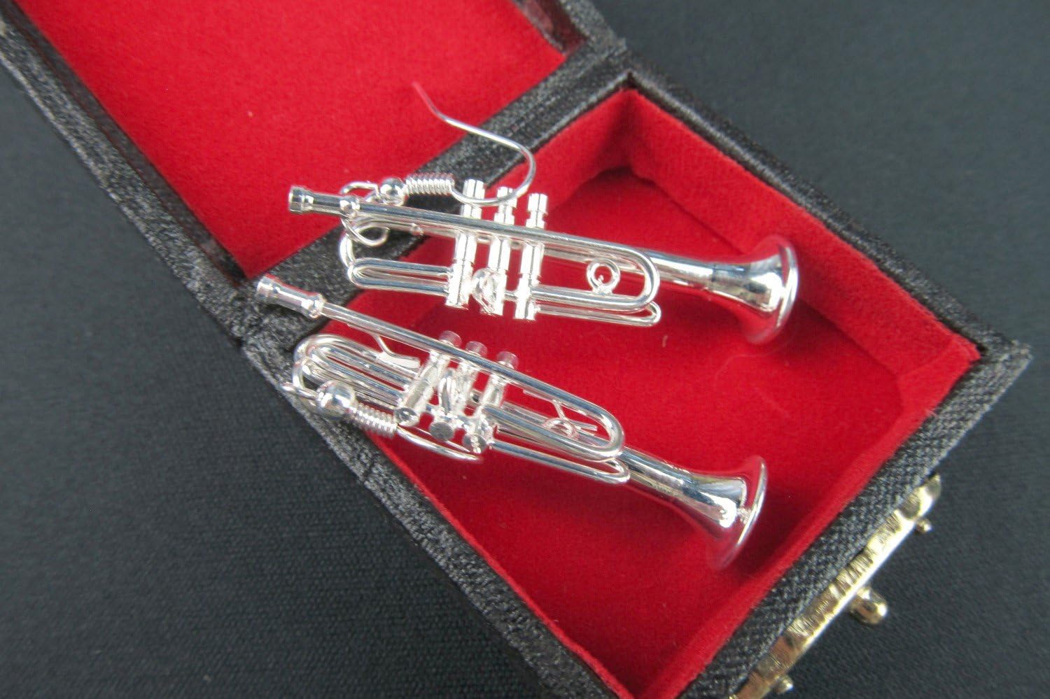 Trumpet Earrings Trumpets Miniblings Brass Bands Silver Plated + Box