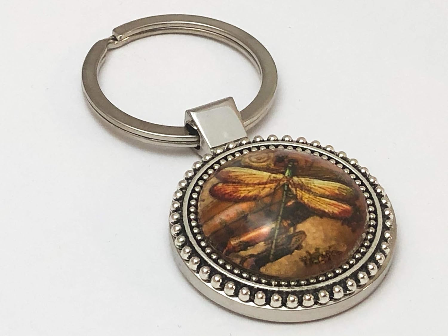Jill's Beaded Knit Bits Steampunk Dragonfly Keychain Charm for Handbags Key Fob