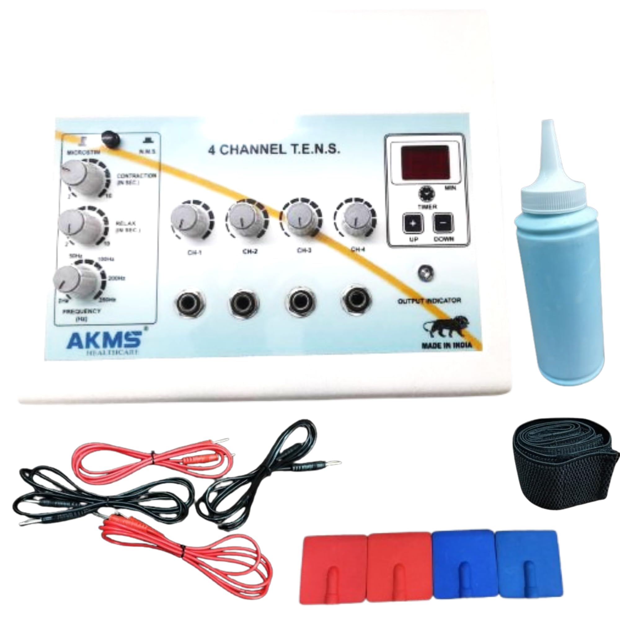 AKMS 4 Channel Tens Machine for Physiotherapy for All Pain Relief Tens Machine 4 Channel NMS with One Year Warranty