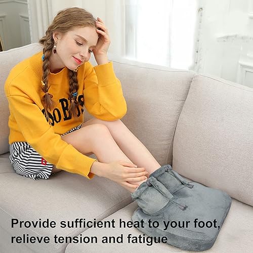 Miniatura 2 de Calentadores de pies eléctricos, almohadilla de calefacción eléctrica de calentamiento rápido para pies con 3 ajustes de calor, forro de sherpa
